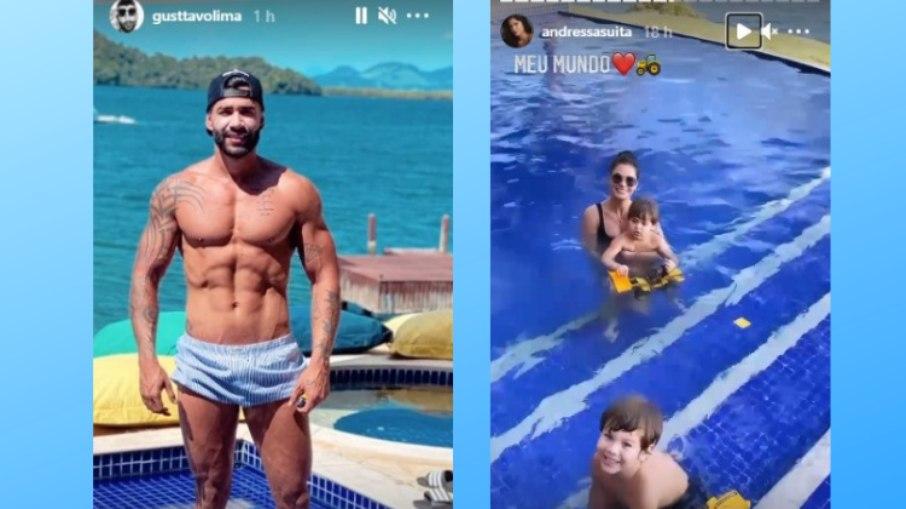 Gusttavo Lima e Andressa Suita postam fotos no mesmo lugar e fãs apontam volta