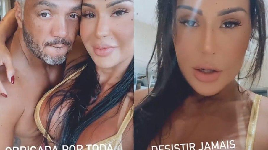 Gracyanne Barbosa manda mensagem positiva após soltura de Belo: 