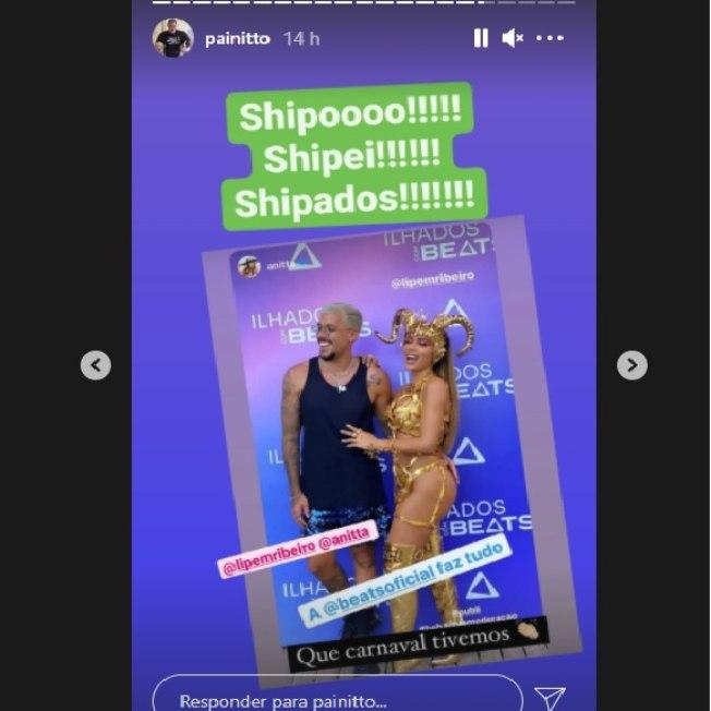 Pai de Anitta 'shippa' romance entre ela e Lipe Ribeiro