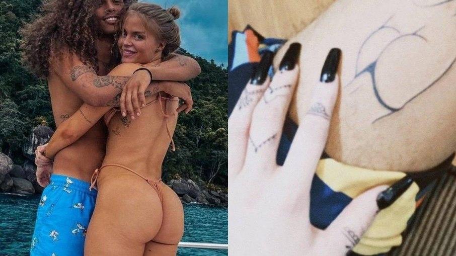 Uma homenagem e tanto! Vitão tatua bumbum de Luisa Sonza na coxa