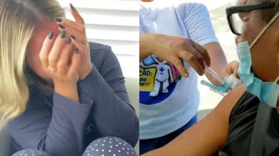 Carla Perez chora ao ver pai sendo vacinado contra Covid-19: 
