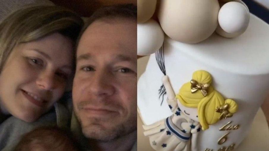 Tiago Leifert e Daiana Garbin comemoram os seis meses de Lua em família