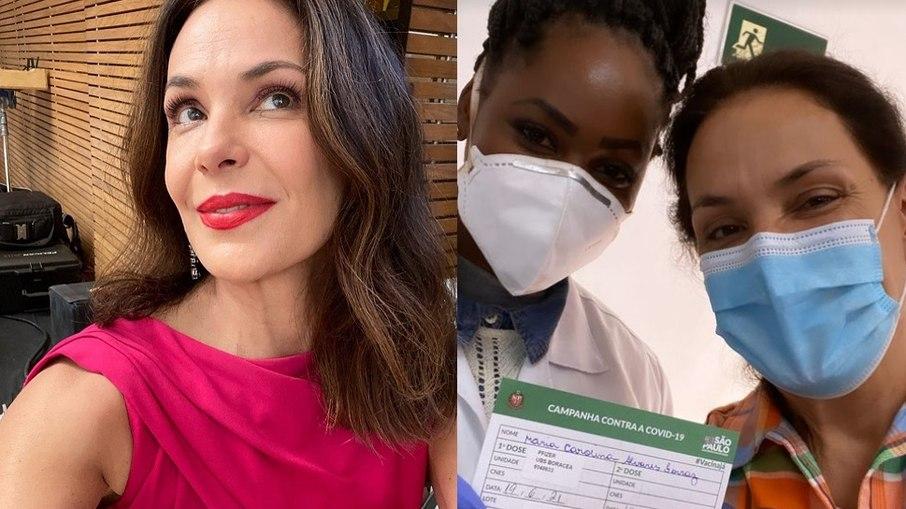 Carolina Ferraz é vacinada contra covid-19 e recria meme: 'Eu sou rica!'