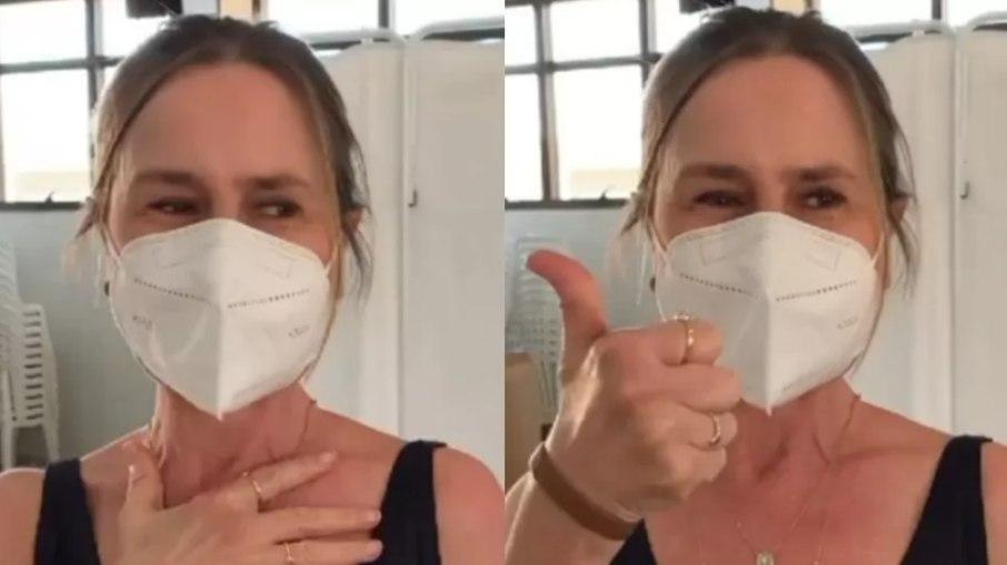 Repórter Susana Naspolini é vacinada contra Covid-19