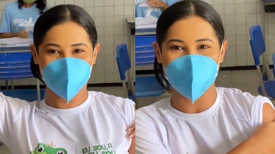 Sem comorbidades, Thaynara OG chora ao se vacinar contra Covid-19