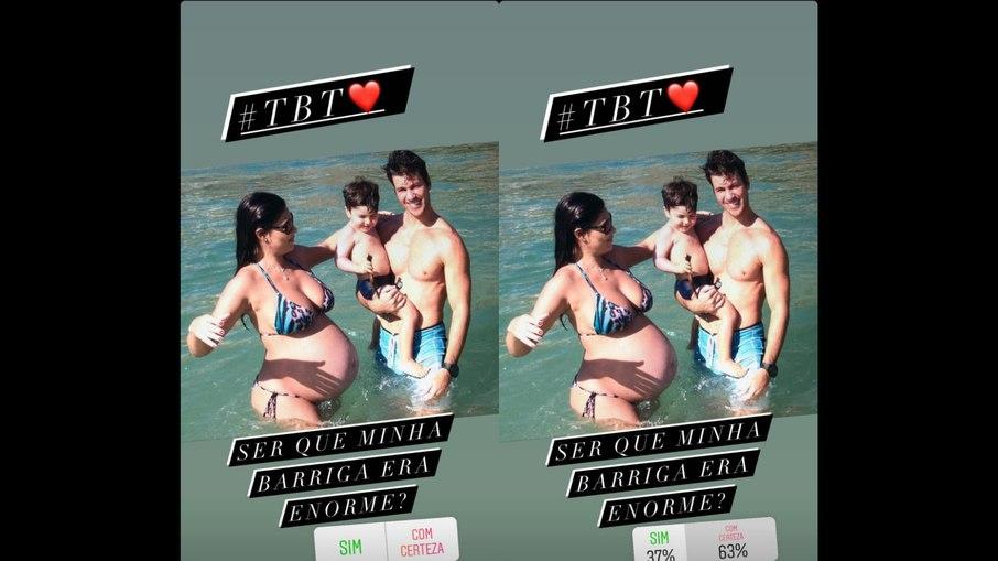 Juliana Paes posta foto grávida e questiona seguidores sobre a barriga