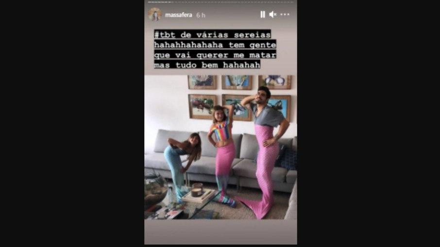 TBT: Grazi Massafera posta foto de Caio Castro fantasiado de sereia