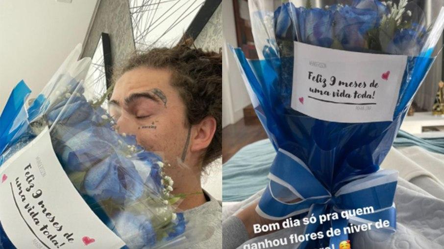 Whindersson Nunes ganha flores de Maria Lina em aniversário de namoro
