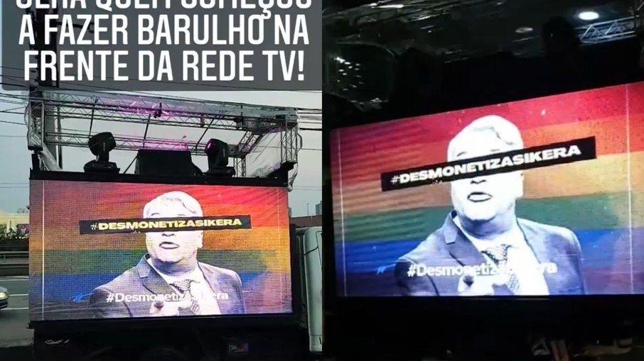 Grupos realizam protesto na frente da 'RedeTV!' contra LGBTfobia de Sikêra Jr