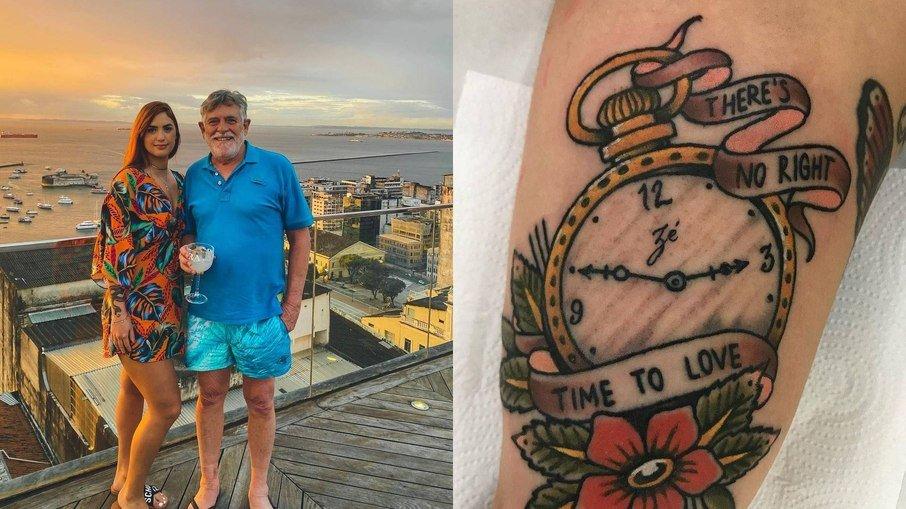 Carol Junger faz tatuagem em homenagem a José de Abreu