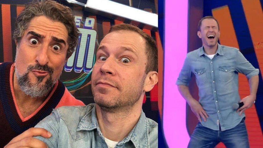 Marcos Mion compartilha vídeo de Tiago Leifert rebolando e fãs se divertem