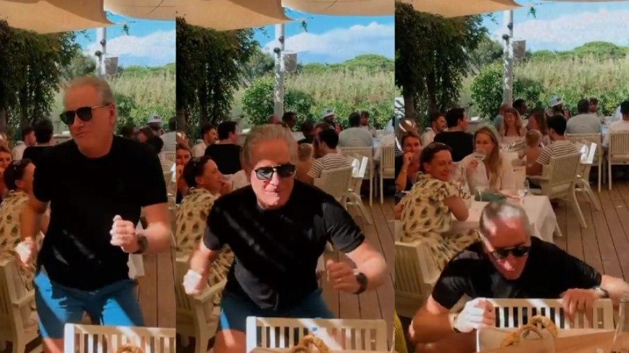 Roberto Justus desce até o chão em dança com a mulher