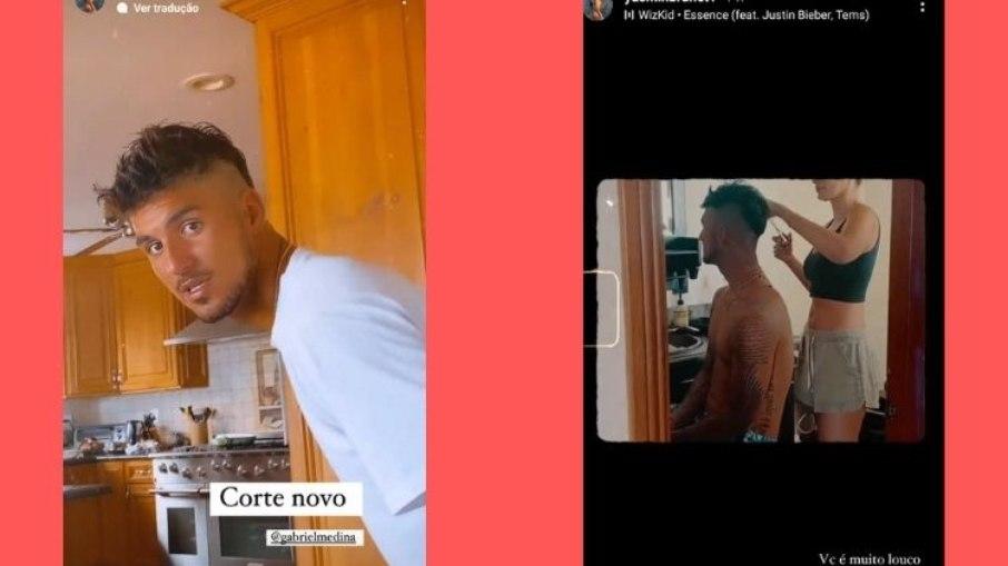 Yasmin Brunet corta cabelo de Gabriel Medina e compartilha nas redes