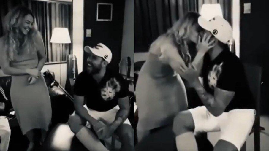 Paolla Oliveira samba e beija Diogo Nogueira em vídeo, assista