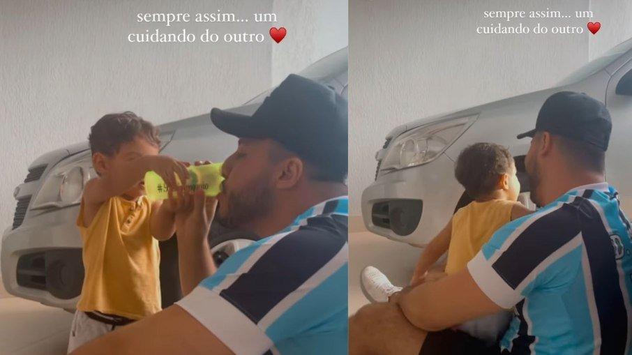 Murilo Huff surge com Léo, seu filho com Marília Mendonça: 