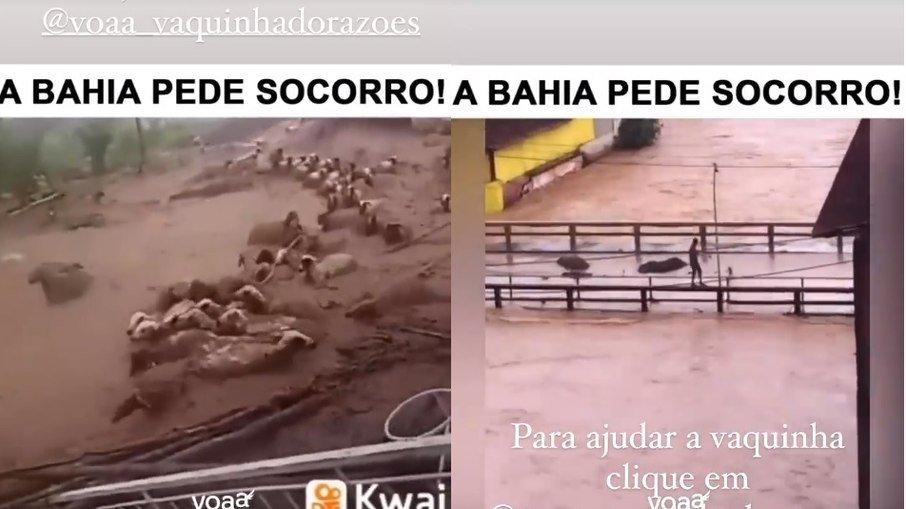 Tatá Werneck posta imagens dramáticas da Bahia e pede doações para vítimas