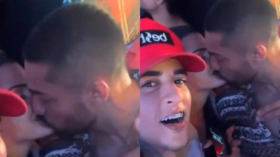 Vídeo: Bil Araújo e Marina Ferrari trocam beijos no Natal da Vila