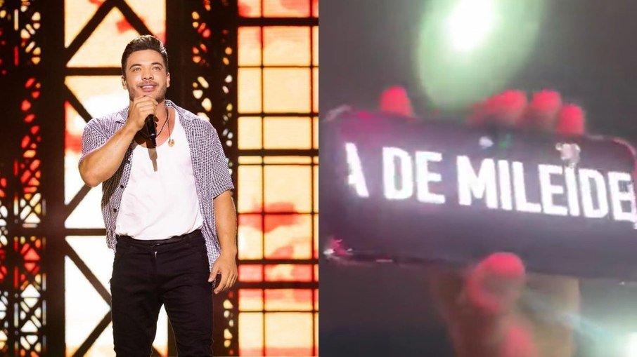 Wesley Safadão ri de mensagem de fã citando Mileide Mihaile em show