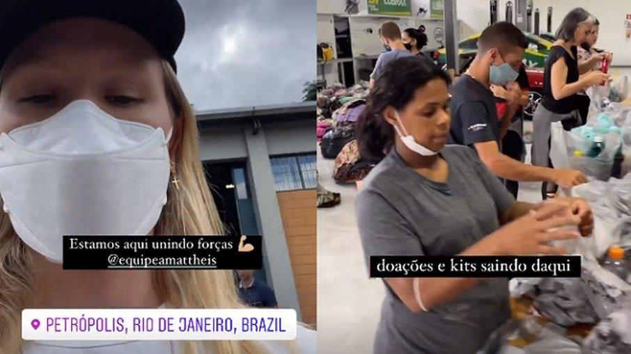 Petrópolis: Fiorella Mattheis ajuda em triagem e entrega de doações