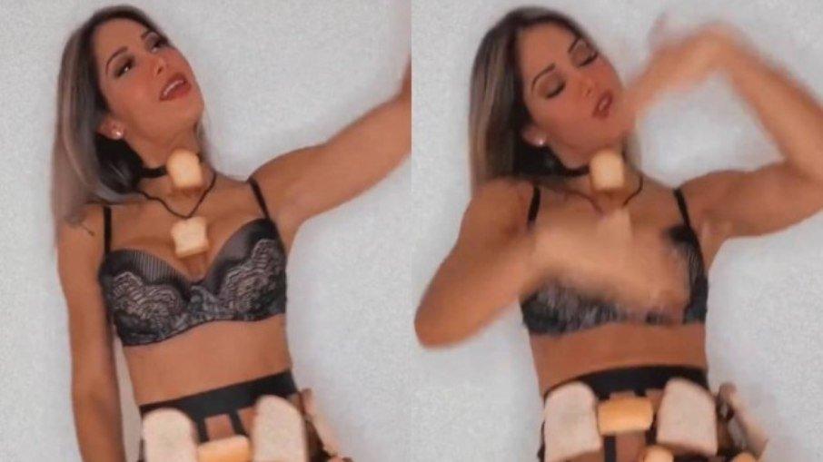 'BBB 22': Maira Cardi coloca pão no pescoço para apoiar Arhtur Aguiar