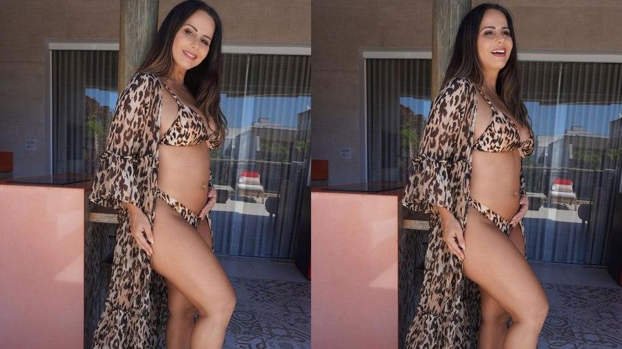 Grávida, Viviane Araújo mostra a barriga: 