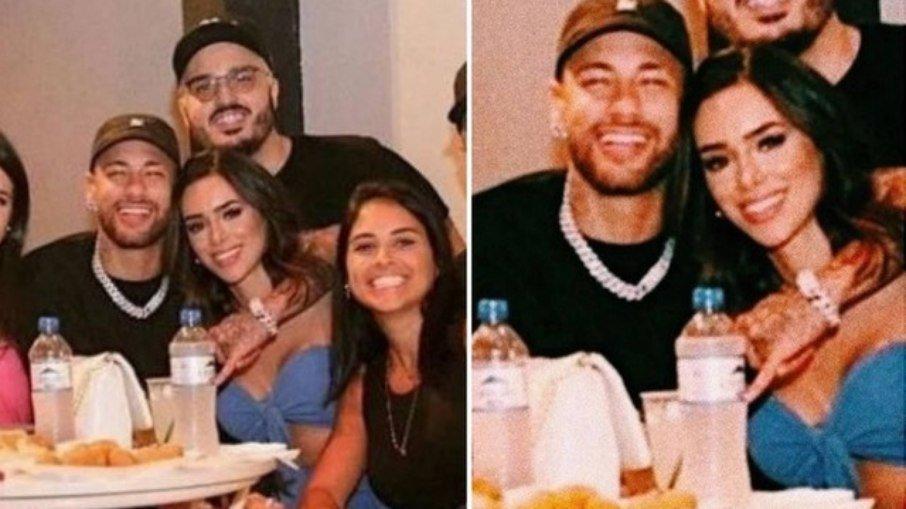 Neymar surge agarradinho com Bruna Biancardi em chá revelação