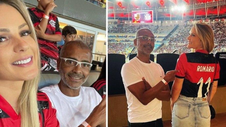 Namorada de Romário veste camisa com nome dele e ex-jogador se derrete