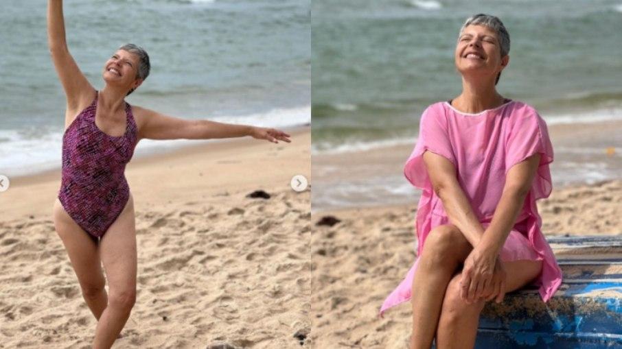 Viúva de Gugu posa de maiô e curte dias com amigos na Bahia