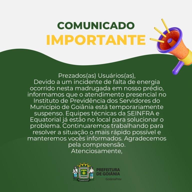 Incidente em poste suspende atendimentos do GoiâniaPrev