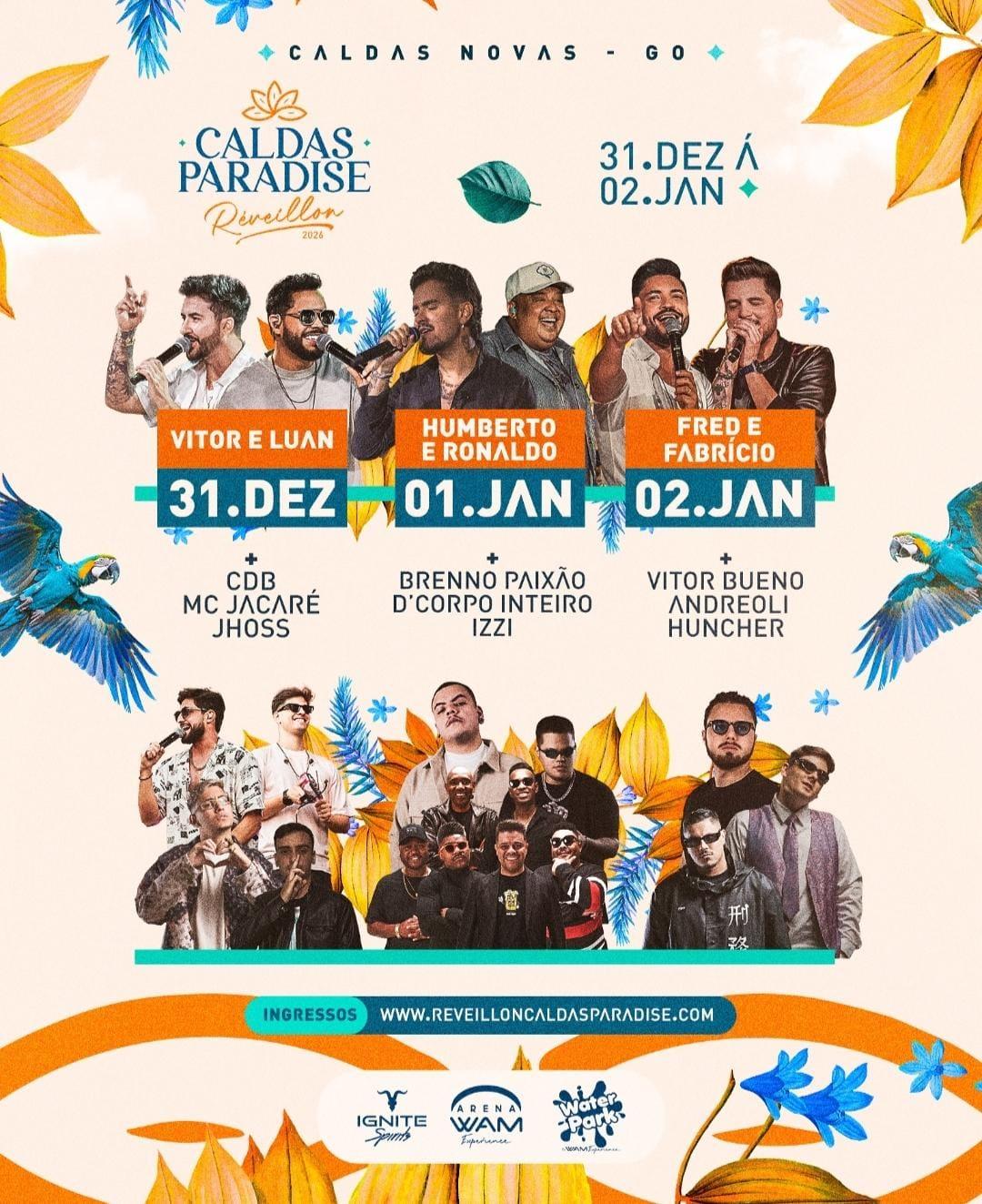 Caldas Paradise 2026 promete três dias de festa inesquecíveis em Caldas Novas (GO)