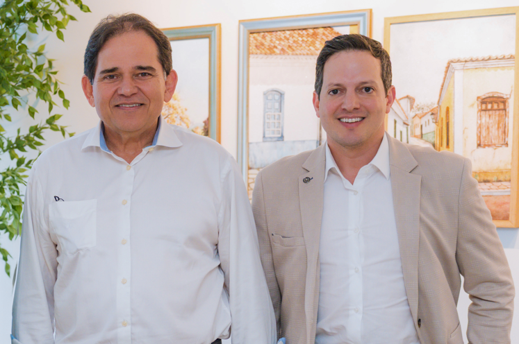 Presidente do Sistema Fecomércio Sesc Senac Goiás e vice-presidente da CNC, Marcelo Baiocchi Carneiro e Leopoldo Veiga Jardim, diretor regional do Sesc Goiás e do Senac Goiás