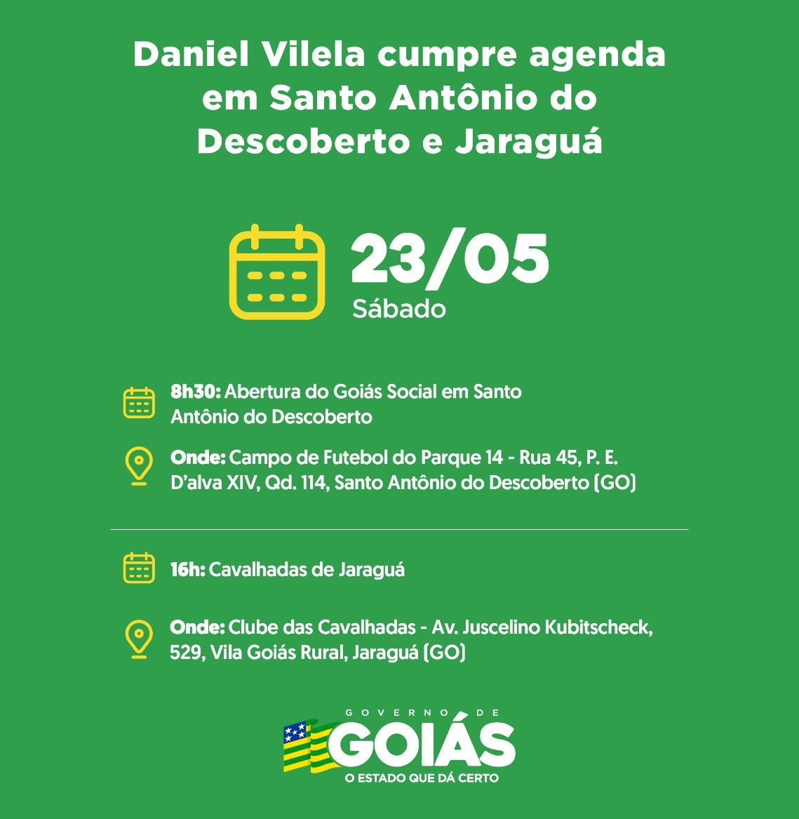 Agenda do governador para sábado