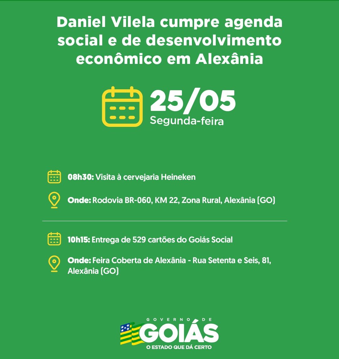Agenda do governador para segunda-feira