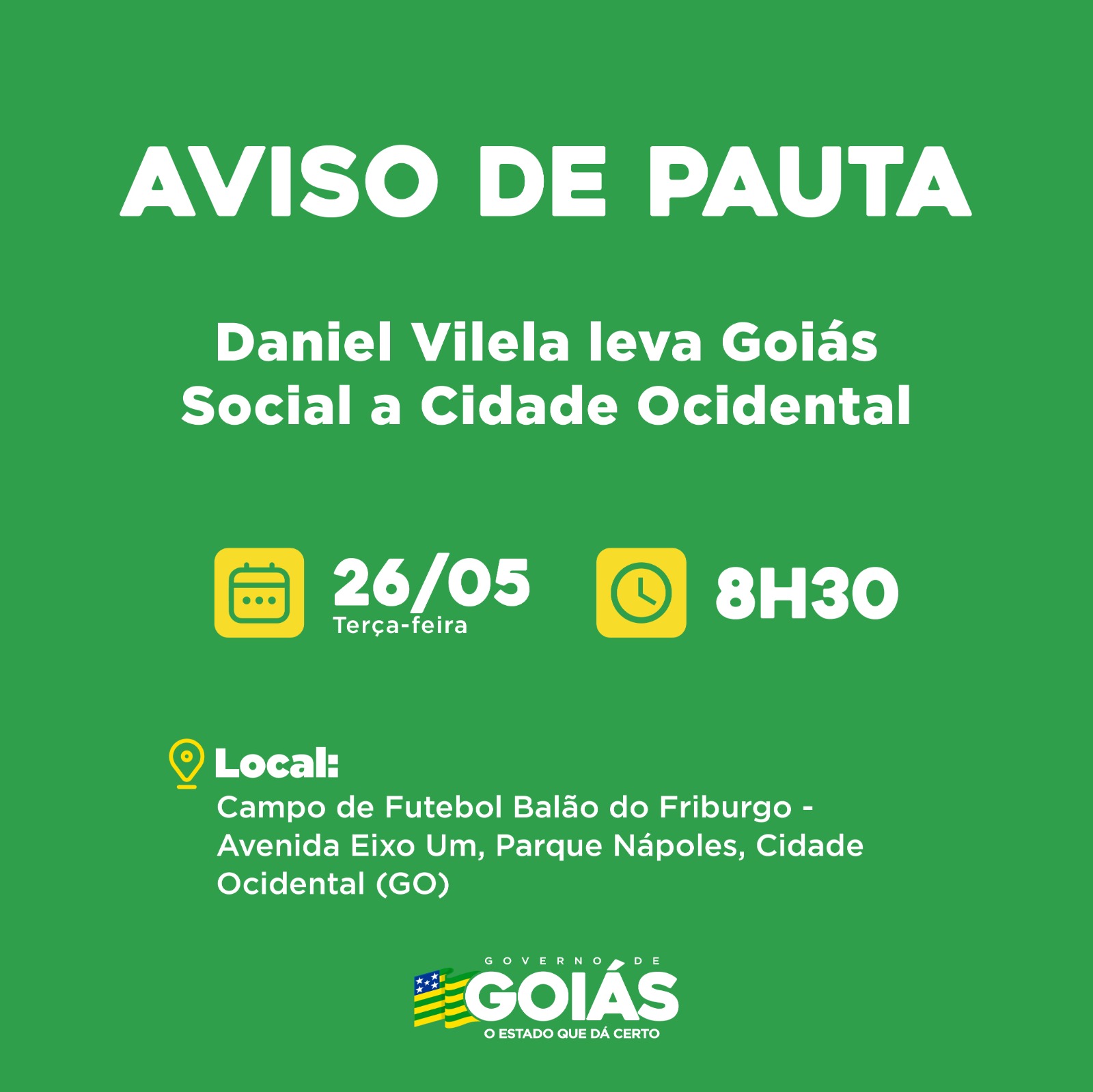 Agenda do governador para terça-feira