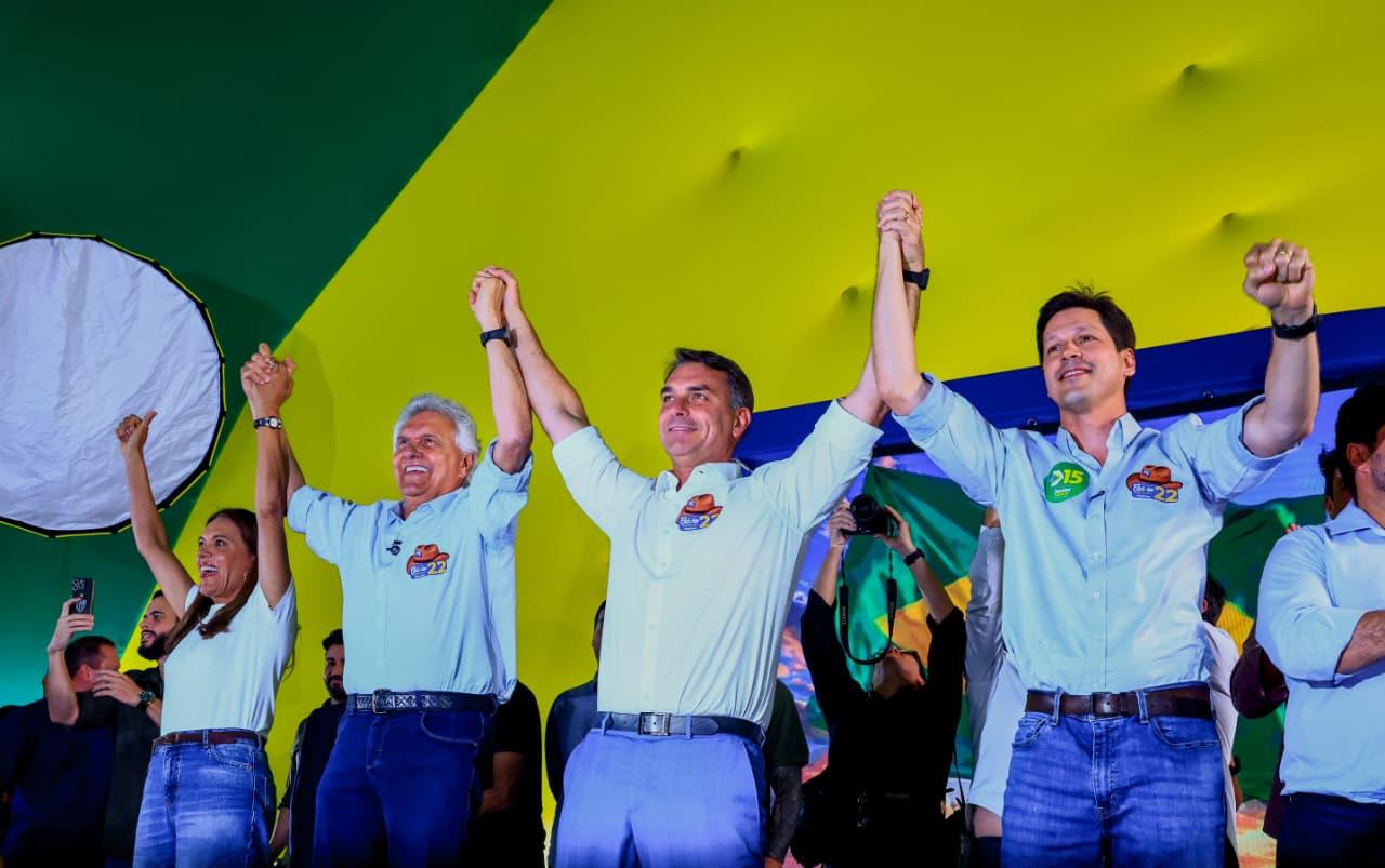 Daniel Vilela e Caiado anunciam apoio a Flávio Bolsonaro no segundo turno