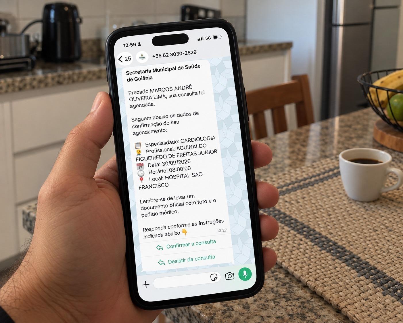 Prefeitura de Goiânia anuncia envio de mensagem para confirmação de agendamento para consultas especializadas