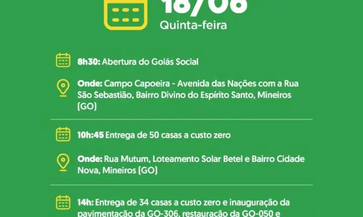 Agenda do governador para quinta-feira