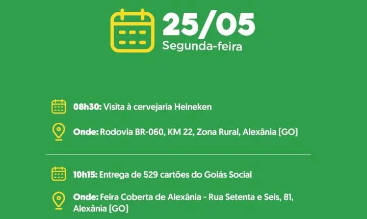 Agenda do governador para segunda-feira