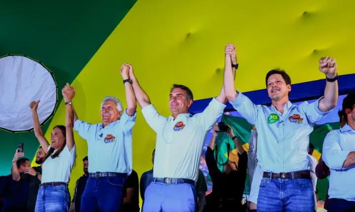 Daniel Vilela e Caiado anunciam apoio a Flávio Bolsonaro no segundo turno